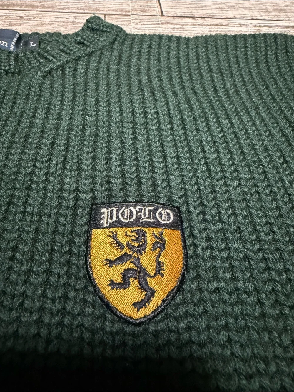 Vtg Polo Ralph Lauren 100% Wool Heavyweight Sweater Men’s L Green Pullover